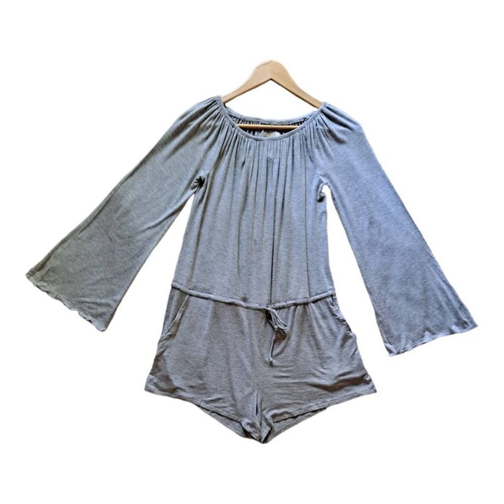 Chaser Long Bell Sleeved Romper Heather Grey Medium